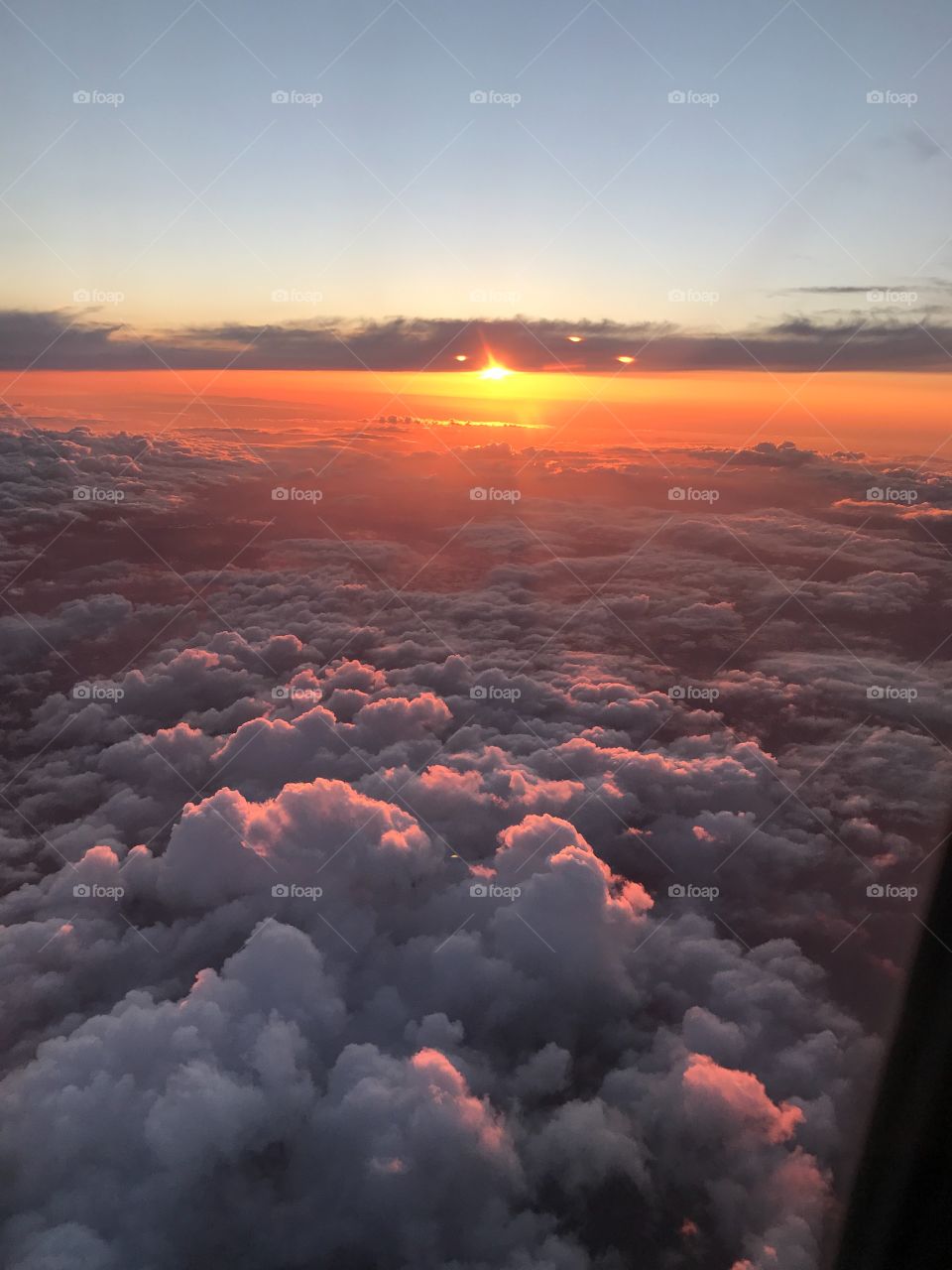 Sunset high in the sky