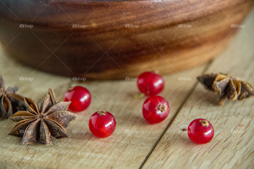 Red berries and star anise 