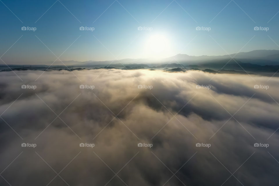 Mountain clouds by aerial photography
