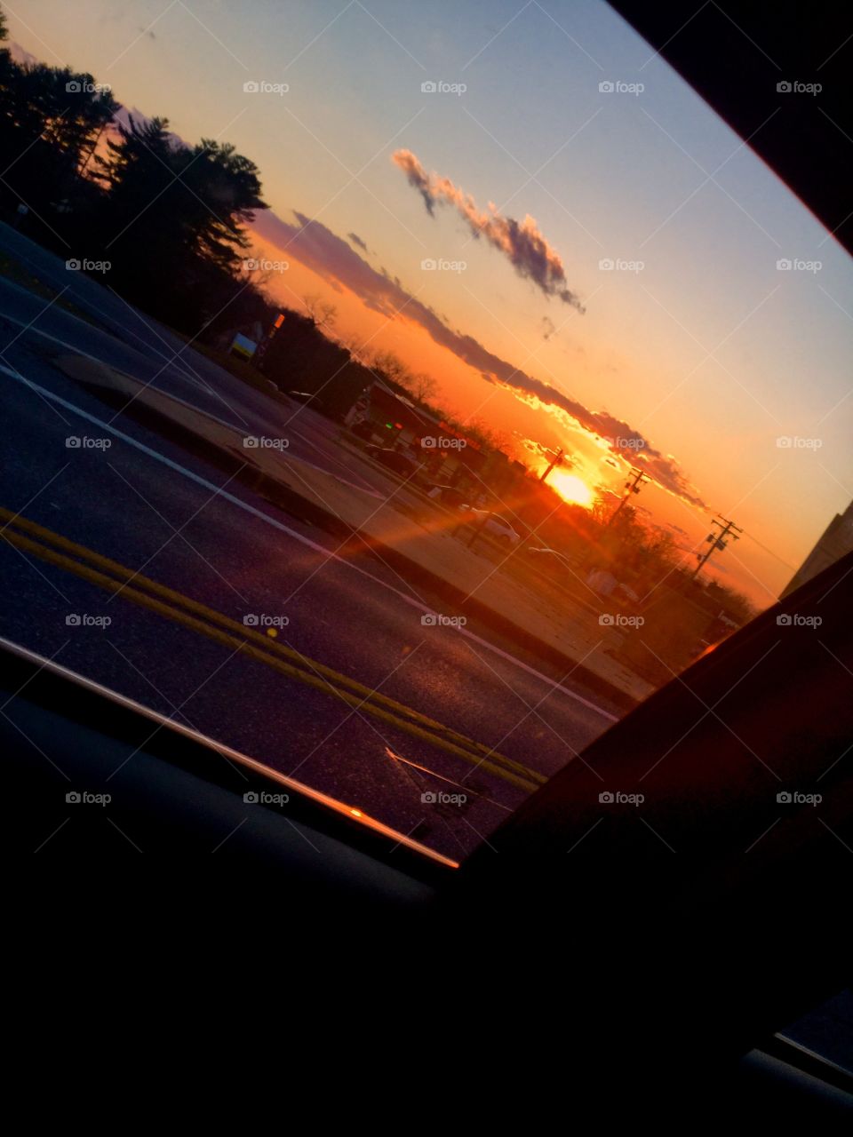 Car ride sunset 