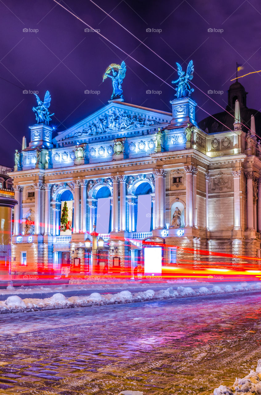 Night Lviv city scene