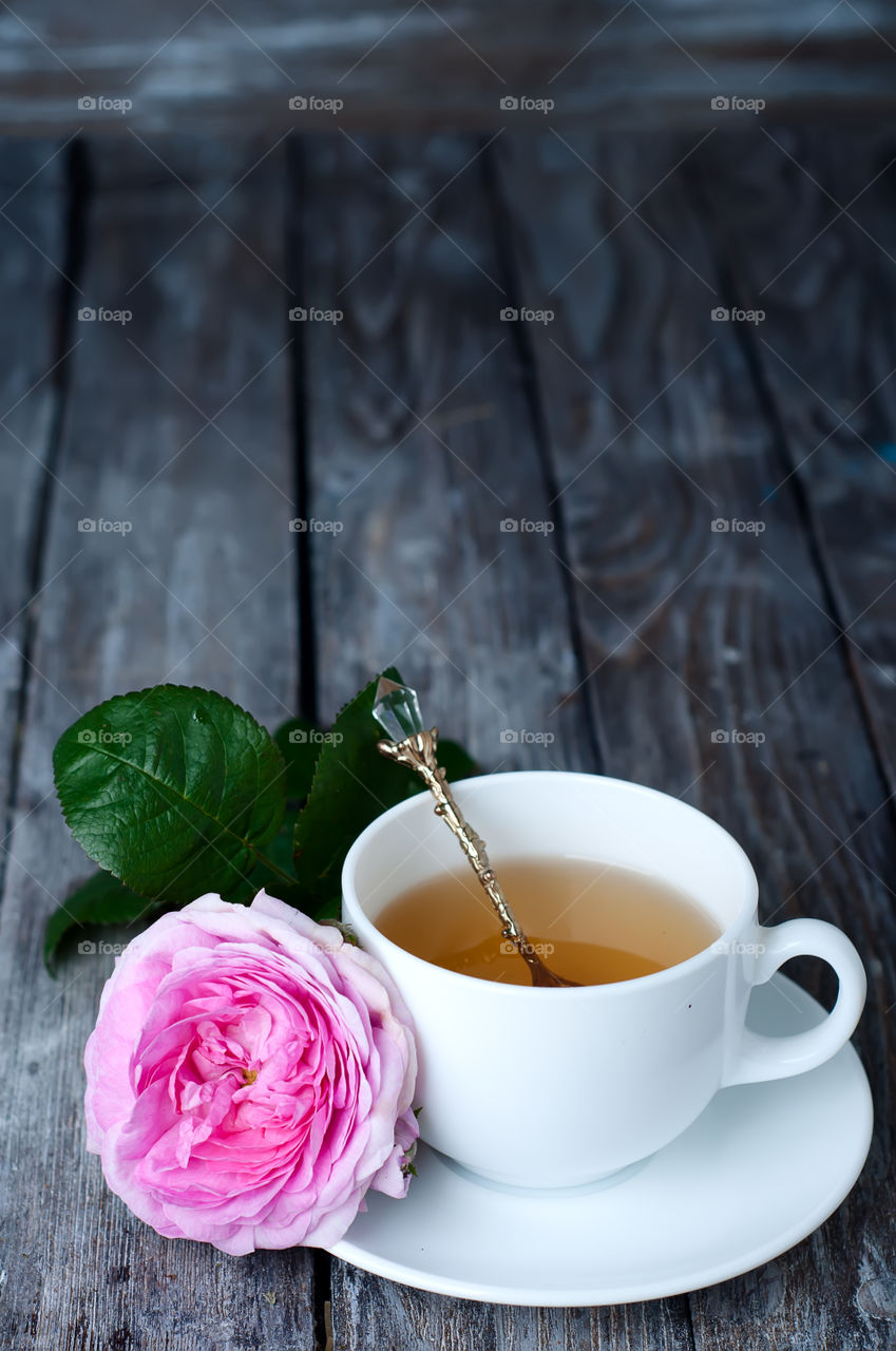 Tea with rose flower