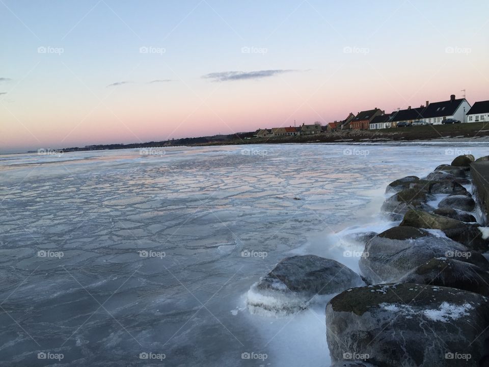 Borstahusen in Skåne . Ice cold day in Borstahusen 