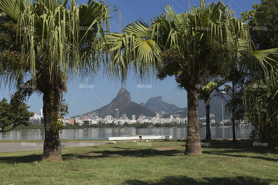 Rodrigo de Freitas Lagoon in Rio de Janeiro Brazil.