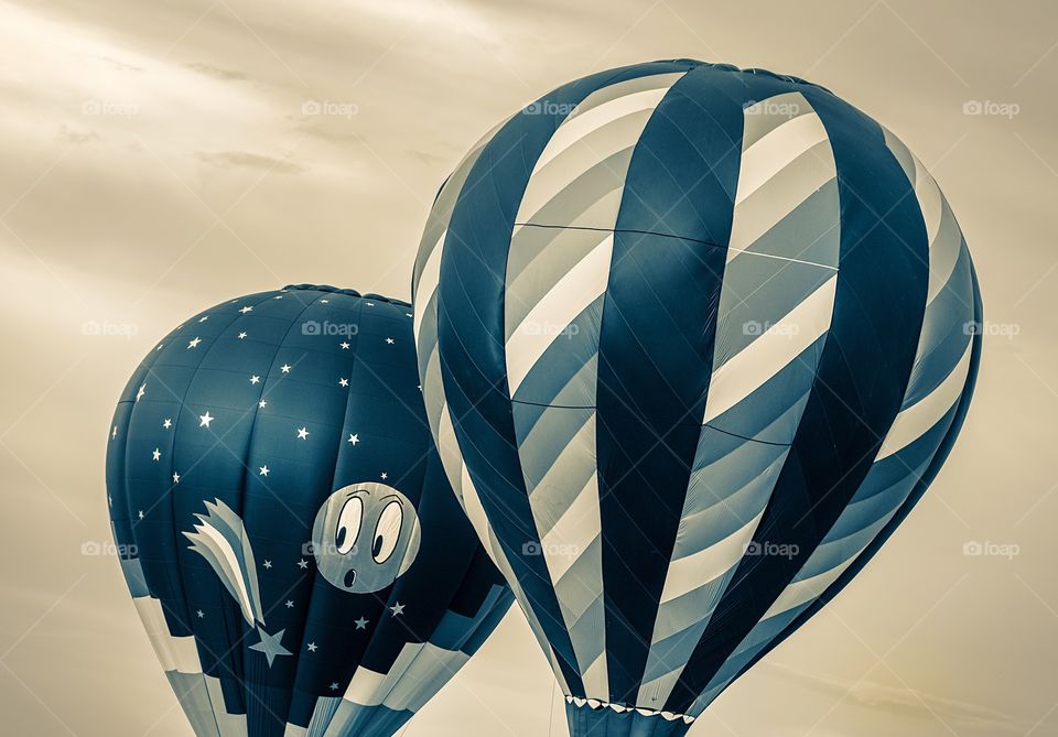 Hot air balloon pair in bnw