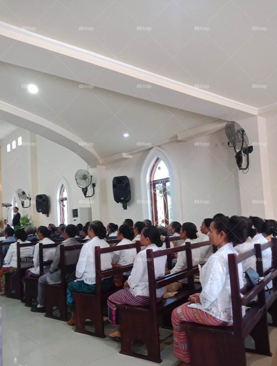 A group of ladies in a church service