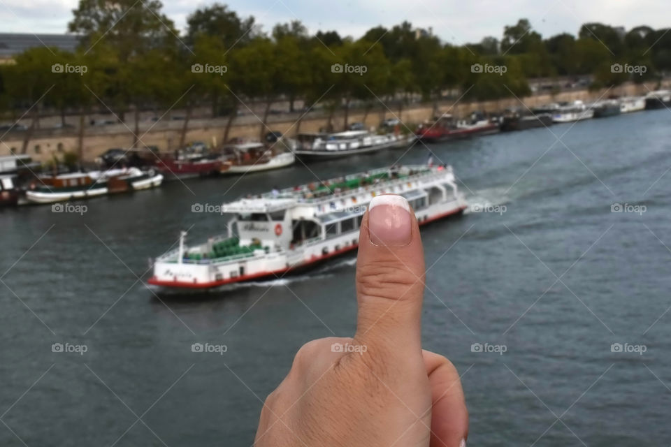 Thumbs up to a ferry ride in Paris 