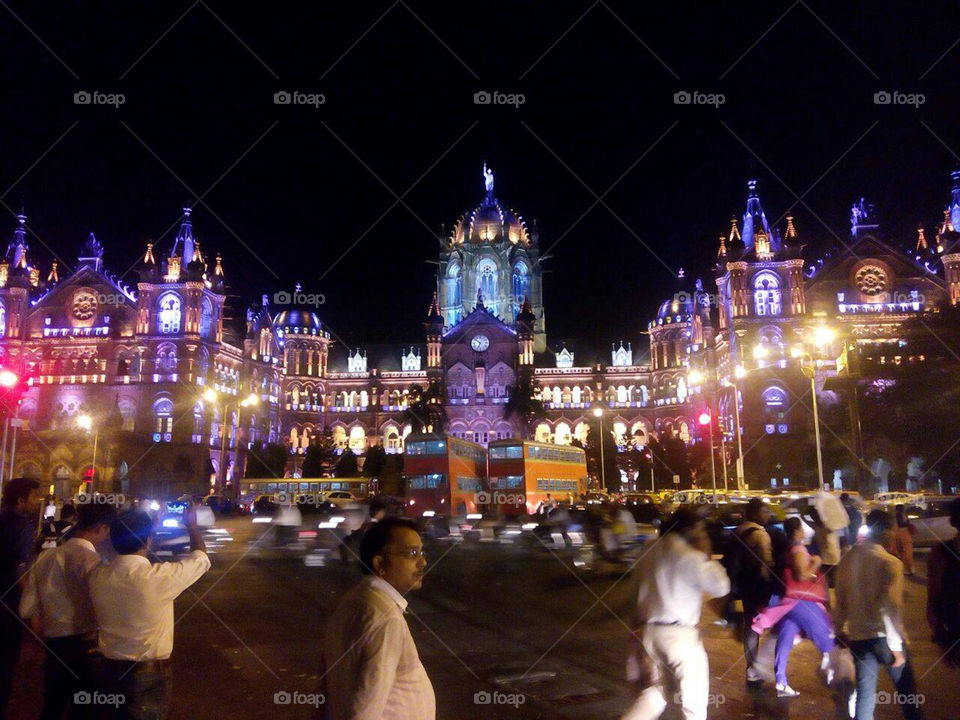 Mumbai CST station at night