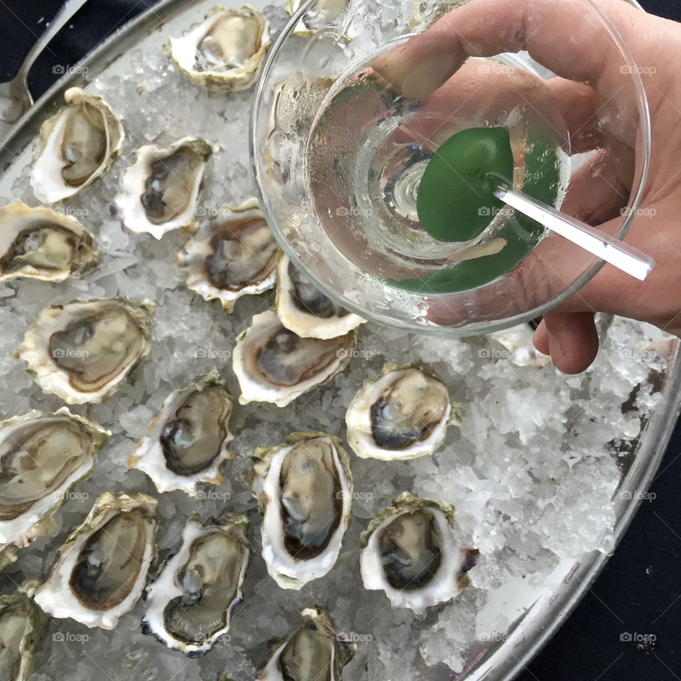 Martinis and oysters yum