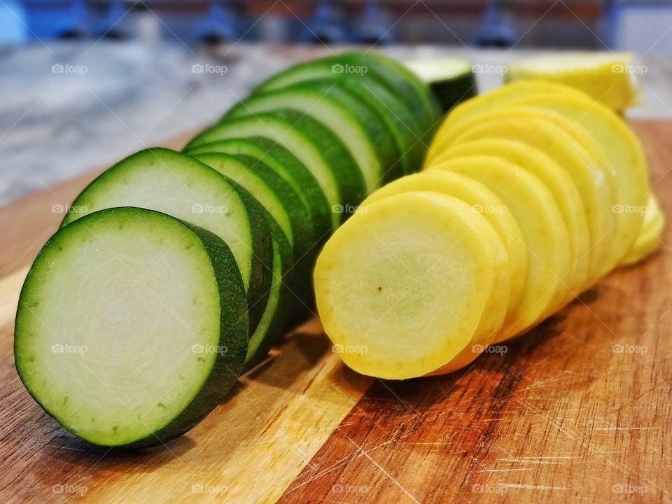 Freshly Chopped Zucchini And Squash