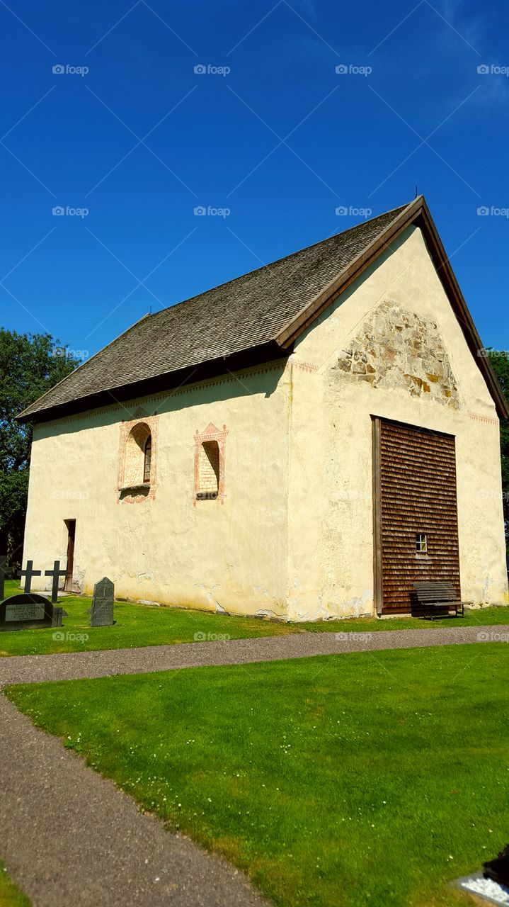Medieval church. Picture taken in Dädesjö Old Church in Sweden, an early Medieval church world famous for its roof paintings and wall art