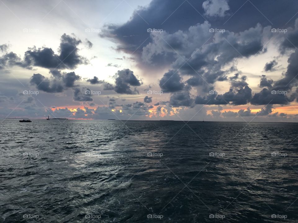 A view from the clouds from a sunset cruise in Key West, Florida. 