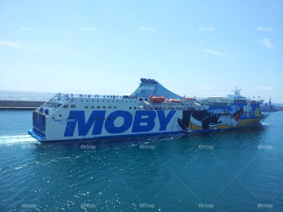 we were still docked in Rome when the Moby got moving.