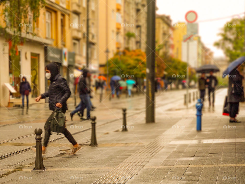 Rainy day in the city street