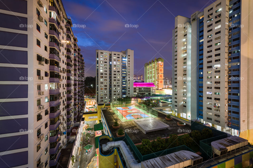 Night view of residential buildings
