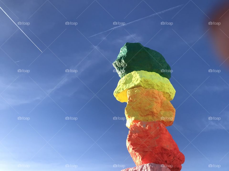 Colorful boulders in the blue sky 