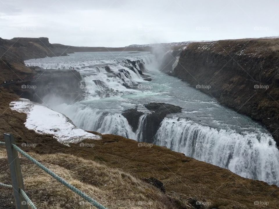 Rapid waterfalls in Iceland.