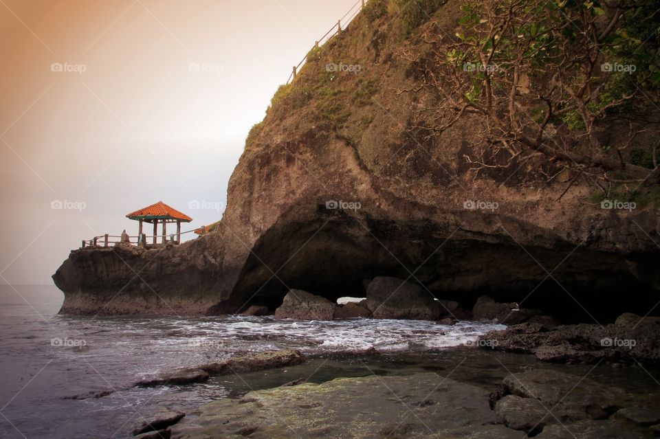 Hollowed coral beach