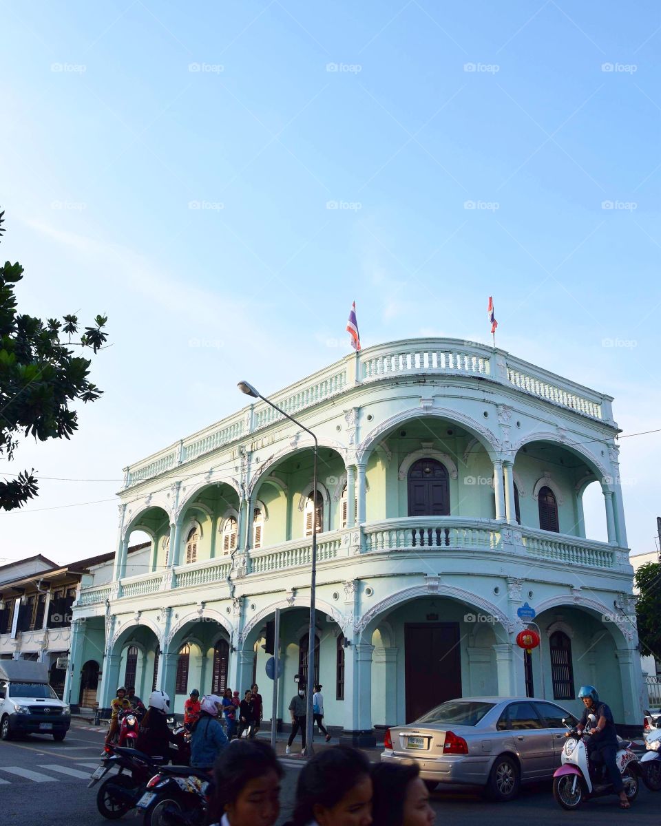 Beautiful building in Phuket old town in Thailand 