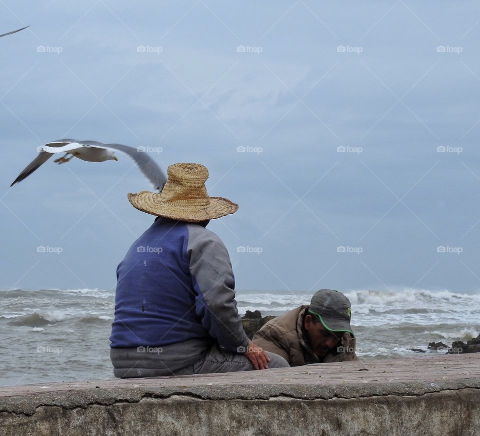 Fisherman on a wall 