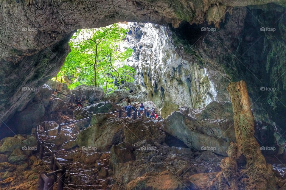 Caves's Opening. This pathway will welcome you to this amazing cave in Thailand.