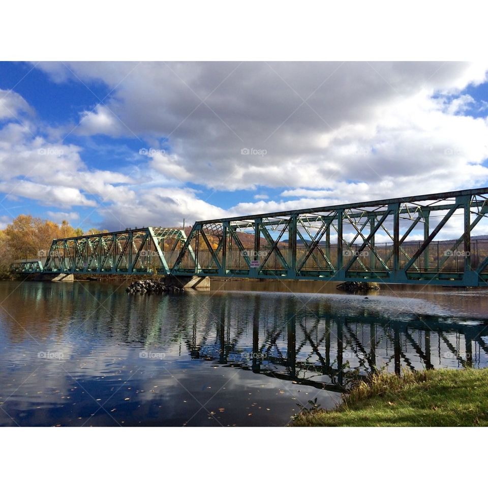 Reflection of the 12th St. Bridge on the Androscoggin 