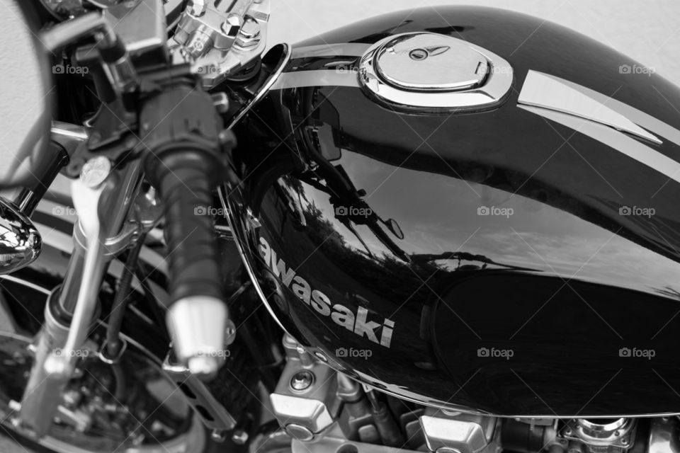 Kawasaki zephyr motorcycle. Black and white photo