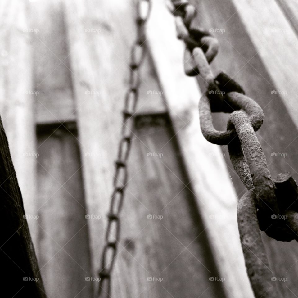 Chains on a bench swing