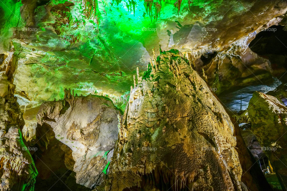 famous prometheus cave near Kutaisi with many stalactites and stalagmites
