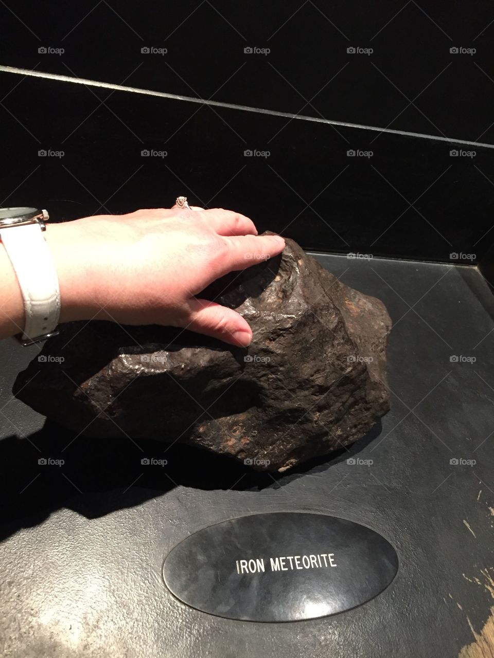 Piece of iron meteorite at Desert Museum in Tucson, Arizona. It is pretty cool to be able to touch it!
