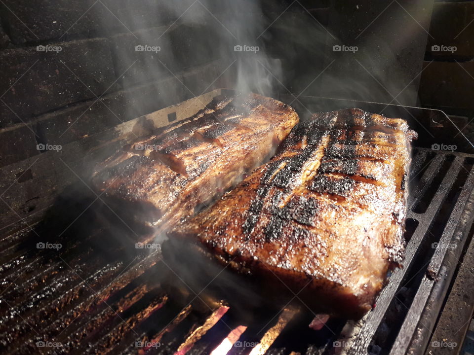 ribs on barbecue