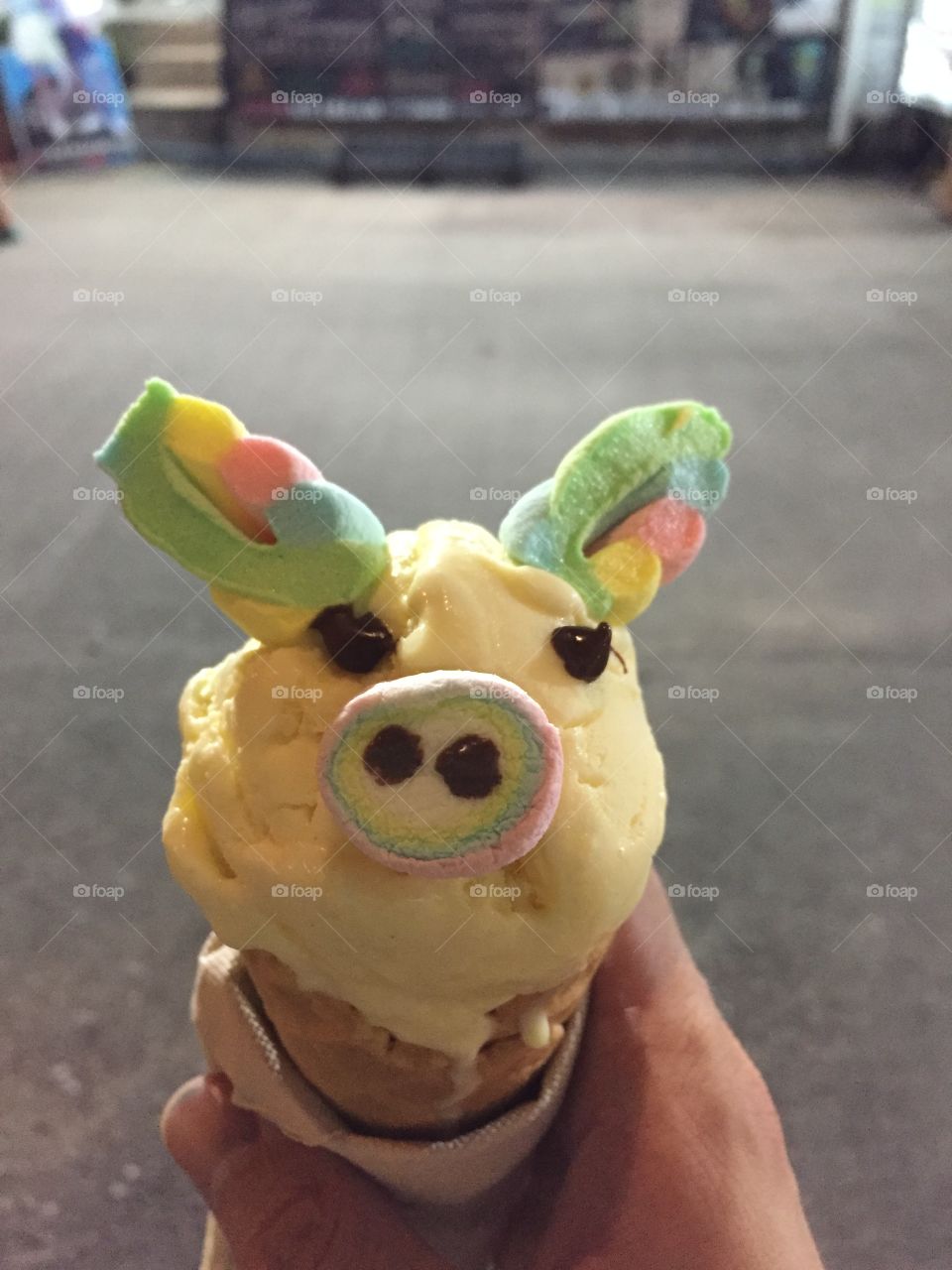 Pig shaped ice cream.