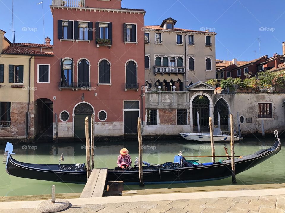 Venice gondola on the river October 2018