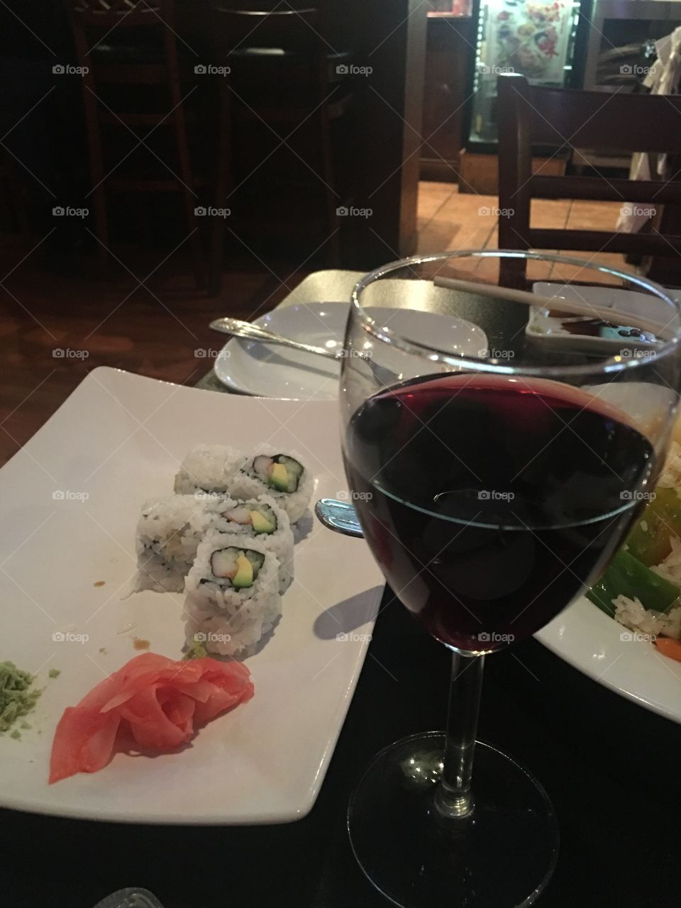 Wine and sushi