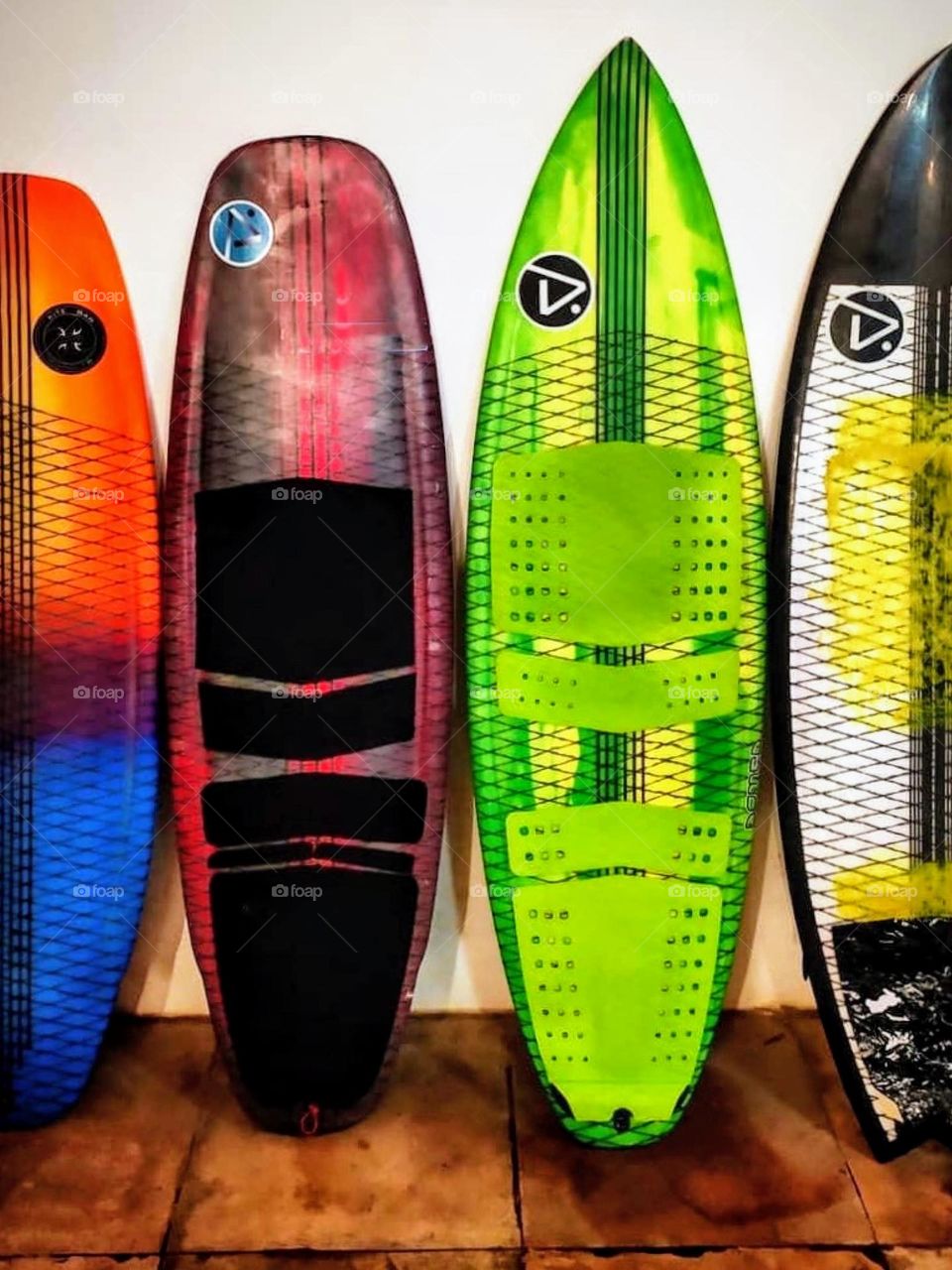 Colorful surfboards