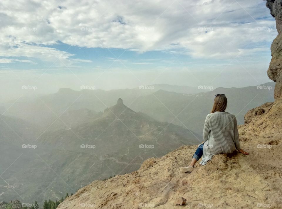 watching fog on the mountains,  gran canaria island, Spain