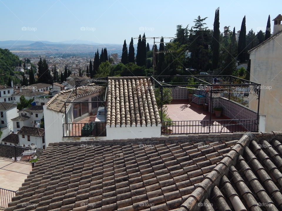 The rooftops of the Granada, Spain households 