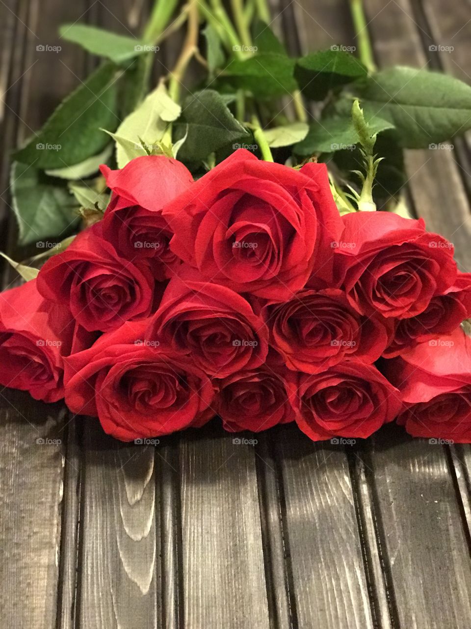 A dozen red roses 