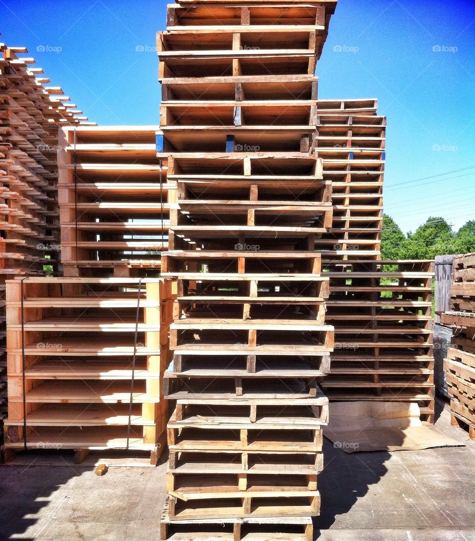 Wooden pallet stacks