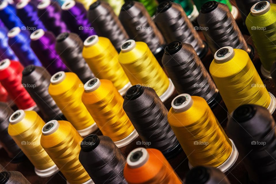 Spools of colored thread