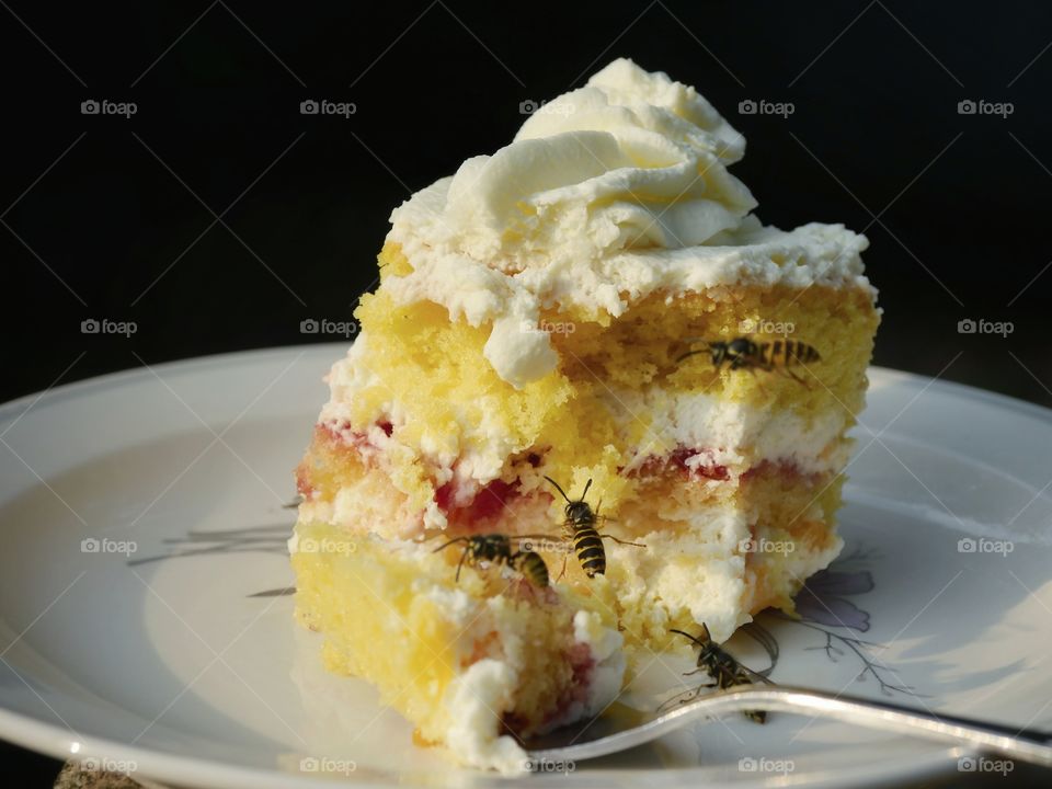 Wasps on cake