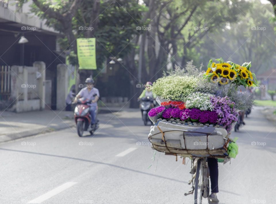 Flower bike in Ha Noi street