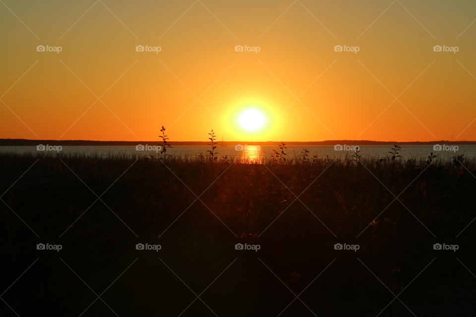 Sunset mood on the beach of Glowe on the island of Rügen in Germany