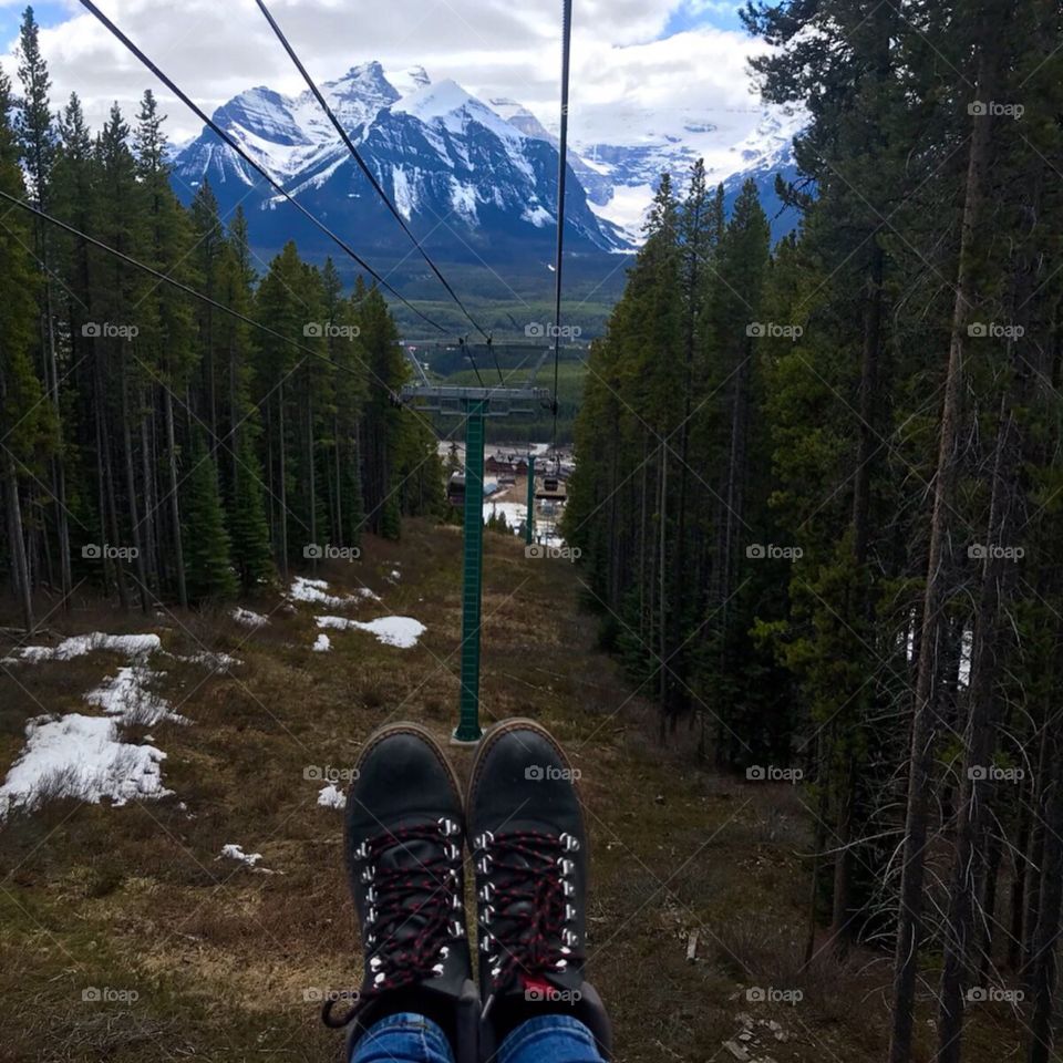Open gondola ride in Banff