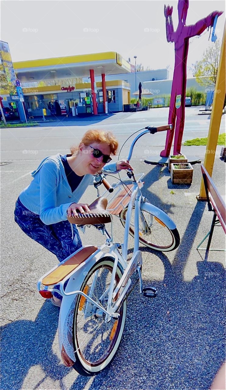 The young lady is obviously overjoyed to interact with her new bicycle in the parking lot and she can’t wait to get on it and ride. That’s what her movements tell me. 2024. Hypnotic Productions