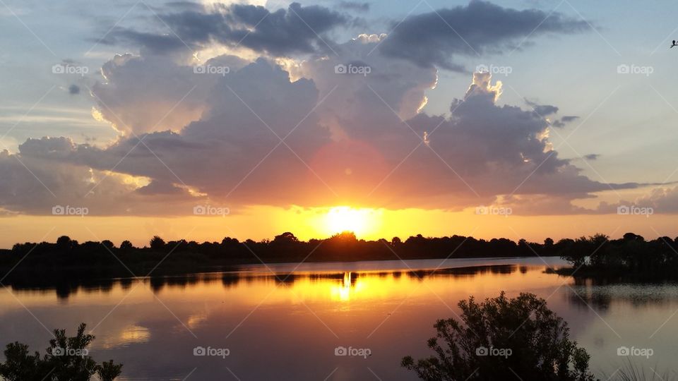 Sunset over the lake