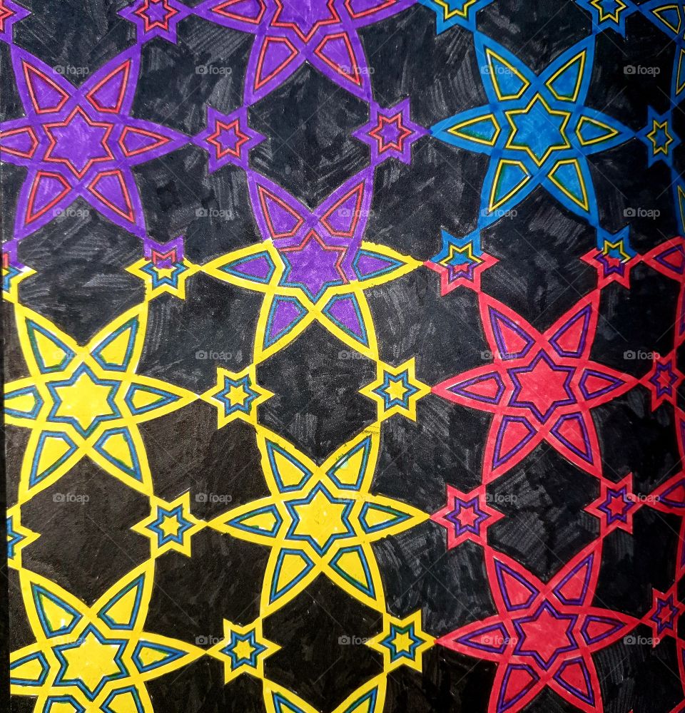 yellow drawn stars. color full