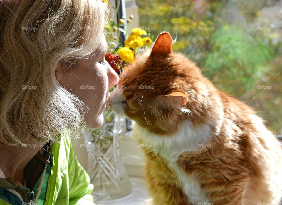 woman and cat happiness