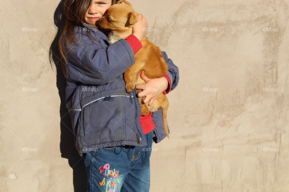 Outside activities, child and dog