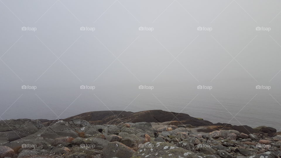 Fog at sea - rocks - dimma vid havet - klippor
